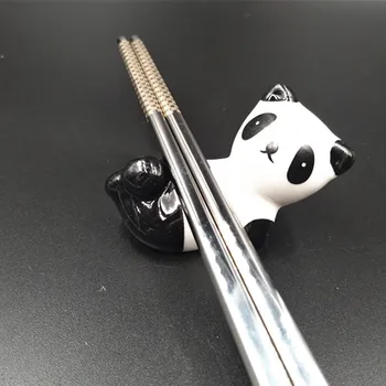 3PCS Panda formos lazdelės laikiklis dovanų stovi unikali keramikos Lazdelėmis Poilsio šaukštas turėtojas smulkūs apdailos darbalaukio priedai