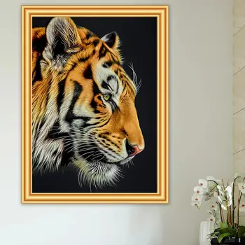Kvadratiniu Diamond Siuvinėjimo Didelis tigras 5D 