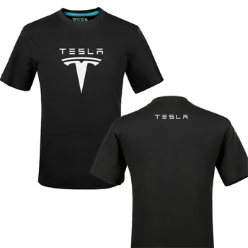 Juokinga Tesla logotipas Medvilnės, Spauda, T-marškinėliai, Unisex Vasaros Atsitiktinis Marškinėliai Tees marškinėliai