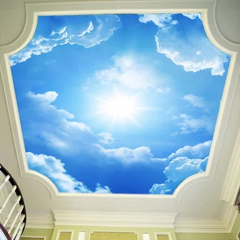 Modernus 3D Foto Tapetai Mėlynas Dangus Ir Balti Debesys Sienos Dokumentus, Namų Interjero Puošimas Kambarį Lubų Fojė Sienų Tapetai