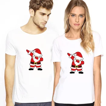 Kalėdų Pora spausdinti drabužius pora T-shirt Kalėdų dovana, Laisvalaikio Medvilnės trumpomis Rankovėmis Tees Prekės Prarasti Pora Viršų