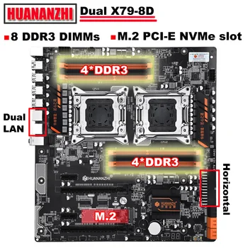 HUANANZHI X79-8D Dual CPU Lizdo Plokštė parduodamas Geros Mainboard Su NVMe SSD M. 2 Lizdas 2 GIGA Ethernet Prievadų, 8 gb DDR3 DIMMs