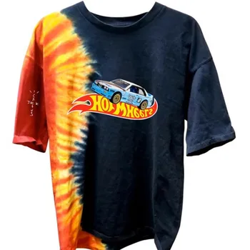 2020 Astroworld Scott Travis Jack Berniukai Hotwheels Lenktynių Kaklaraištis Dažų marškinėliai,Vyrų, Moterų SCOTT TRAVIS Hip-hop ' o t-shirt
