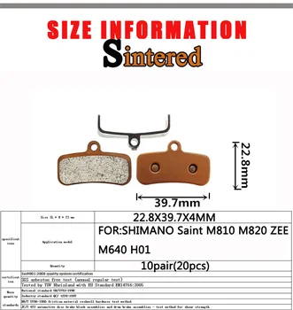 10 Pora Kalnų MTB Dviračiu Sukepintų Dviračio Diskiniai Stabdžiai Padas SHIMANO Saint M810 M820 ZEE M640 H01 Priedai