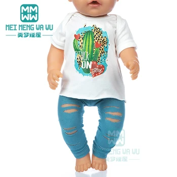 Lėlės Drabužių 43cm žaislas naujas gimęs lėlės priedai, mada, T-marškinėliai, laisvalaikio kelnės, suknelės