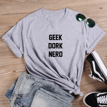 Geek Dork Vėpla Juokingi Marškinėliai Moterims Medvilnės Vasaros trumpomis Rankovėmis Marškinėlius Moterims, O-kaklo Camiseta Mujer Atsitiktinis Marškinėliai, Femme Viršūnės