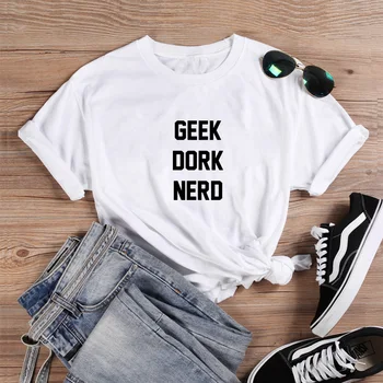 Geek Dork Vėpla Juokingi Marškinėliai Moterims Medvilnės Vasaros trumpomis Rankovėmis Marškinėlius Moterims, O-kaklo Camiseta Mujer Atsitiktinis Marškinėliai, Femme Viršūnės