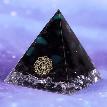 Orgonite Piramidės Energijos Juodas Turmalinas Su Žalia Agatas Aliuminio Scrapenergy Orgone Meditacija Piramidės Gijimą, Kristalai Reik