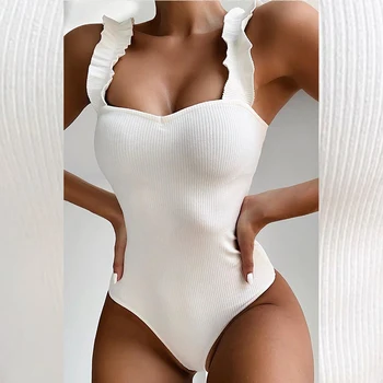 Mossha Aukštos sumažinti bodysuits vientisas maudymosi kostiumėlis moterų Pynimas maudymosi kostiumą Baltos spalvos maudymosi kostiumėliai moterims bikini 2020 mujer Seksualus monokini