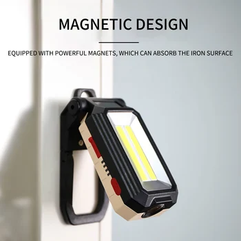 LEADLY LED Darbo Šviesos Magnetinis Įkrovimo COB Darbą Šviesos diodų (LED) Kabo Magnetinis Šviesos 180° Pasukama USB Kabelis Lauko Kempingas Lempa