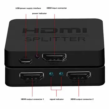 HDMI Splitter 1 x 2, 1 2 Įvesties Išvesties HDMI Stiprintuvo Switcher Lauke Hub Paramos 4KX2K 2160p 3D 1080p (Vienas Įėjimas Į Du Išėjimai)