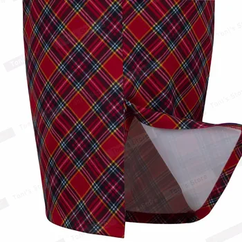 Gražus-amžinai Rudens Derliaus Raudonas Pledas Peplum Suknelės Verslo Biuro Bodycon Įrengtas Moterys Pieštuku Suknelė btyB267