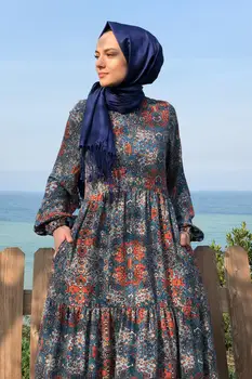 Moterys ilgomis Rankovėmis Suknelę, gėlių modelio, didelis dydis, medvilne, viskoze Hijab abaja Musulmonų Mados 2021 Žiemą Vasarą Turkijoje dubajus Laisvalaikio Drabužiai