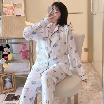 Slaugos Pijama Medvilnės dvigubo sluoksnio Raukšlių Tinkleliai Gimdymo Sleepwear Nėščių Moterų Pižama po Gimdymo Kūdikį Pyjama S603
