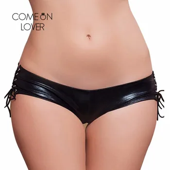 Comeonlover moteriškos Juodos Kelnaitės Seksualus Plius Dydžio Erotiniai Apatiniai Marškiniai Crotchless Kelnės Dirbtiniais Odos Lingeries PI5125