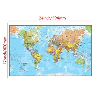 Pasaulyje Fizinis Žemėlapis 150x225cm neaustinių Purškimo Pasaulio Žemėlapį Be valstybės Vėliava Plakatas Dekoratyvinės Sienų Meno Kelionės ir Kelionės