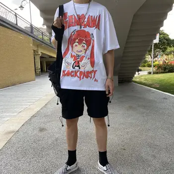 Vyriški Senpai Anime Mergina Nerdy Medvilnės Black Print T-shirt Moterims, Manga Streetwear Tee Medvilnės Marškinėlius Unisex Harajuku Drabužiai
