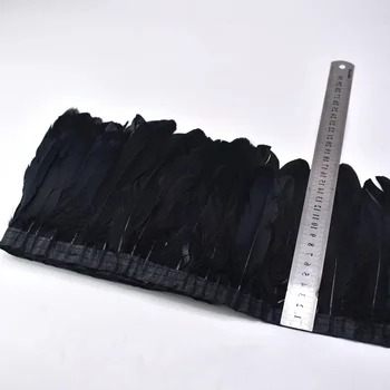 2Meters/Top Daug natūralių Žąsų Plunksnų apdaila Pakraščiuose 15-20cm juodai Dažytų Plunksnų juostelė Amatų Juosta sijonas 