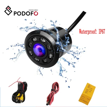 Podofo Mini Automobilių Atsarginės Kameros HD Color Reverse Galinio vaizdo Kameras su 8 LED Naktinio Matymo 170 Laipsnių Vandeniui Color CCD Vaizdo