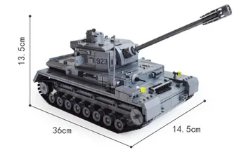 1193Pcs Karinės įrangos pardavimas, biuro įrangos Didelės ARMIJOS Tankas Panzer IV WW2 Brinquedos Statybinių Blokų Rinkinius DIY Plytų Švietimo Žaislai Vaikams