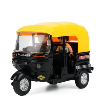Lieti automobilio modelis, modeliavimas motociklo automobilių Indijos triratis nuoma Tuk Tuk taksi traukite atgal ir šviesos, garso žaislai automobilių vaikams