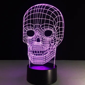 Cool 3D Lempos Kaukolė Naktį šviesos Kūrybos Indukcinės Lempos ColorfulDesk lempa, Nuotoliniu Pereiti Spalvos šviesos Atmosfera lemputė Dovanų
