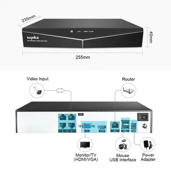 SANNCE 1080P XPOE vaizdo stebėjimo komplektas 4CH NVR vaizdo kamerų sistema 4PCS 2.0 MP 1920*1080, Apsauganti CCTV Apsaugos, IP kameros