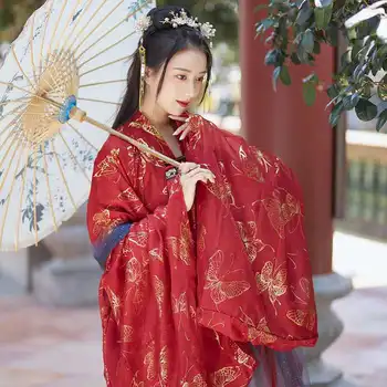 Juoda Raudona Hanfu Suknelė Liaudies Kostiumas Kinų Tradicinės Tautinės Pasakos Kostiumų Senovės Han Dinastijos Princesė Etapo Komplektus