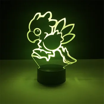 Vaikai Lempos Final Fantasy Chocobo Led Nakties Šviesos 7/16 Spalvų Kaita LED Miegamasis Dekoratyvinis Stalo Lempa 3D Šviesos Žaidimas Dovanos