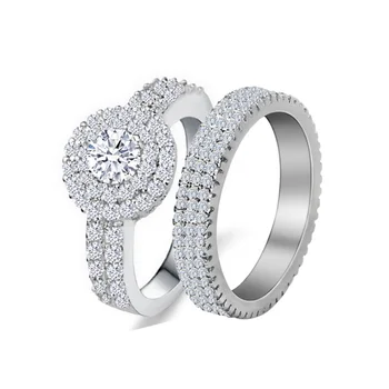 925 Sterlingas sidabro vestuviniai Žiedai nustatyti 3 1 juostos žiedas Moterų sužadėtuvių ir vestuvių mados juvelyrikos piršto Juodasis penktadienis R4629