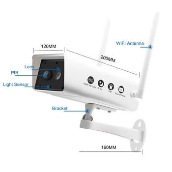 BESDER 1080P Saulės Kamera, Wifi TF kortelės Lizdas Baterija IP Kamera, Wireless P2P Garso Lauko Apsaugos Kamera Su PIR Judesio
