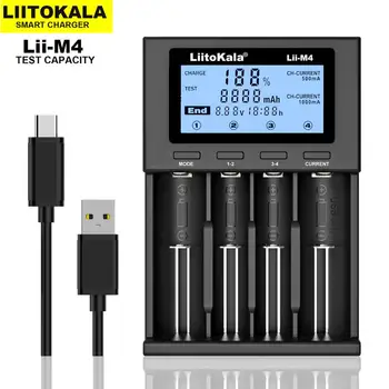 LiitoKala Lii-M4 18650 Baterija, Įkroviklis, Universalus LCD Ekranas Smart Įkroviklis Bandymo pajėgumas, 26650 21700 18500 AA, AAA ir t.t 4slot