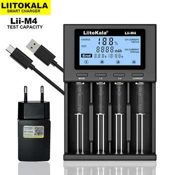 LiitoKala Lii-M4 18650 Baterija, Įkroviklis, Universalus LCD Ekranas Smart Įkroviklis Bandymo pajėgumas, 26650 21700 18500 AA, AAA ir t.t 4slot