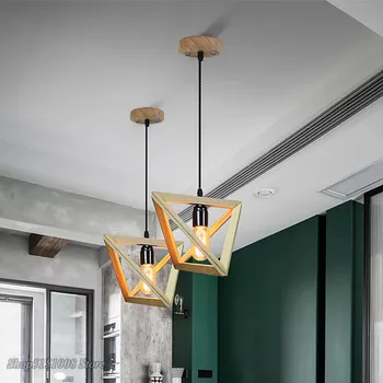 Derliaus medienos sieniniai šviestuvai vidaus LED šviesos Šiaurės pakabukas lempa, restoranas, baras, virtuvė, pagalbinė dizaino lempa kabo apšvietimas