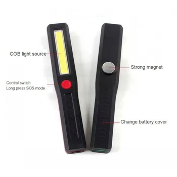 Nešiojamas Žibintuvėlis COB LED Apšvietimas Žibintai Mini Darbo Šviesos Kempingas Šviesos Fakelas, Magnetinis pagrindas Išlaikymo Žibintuvėlis