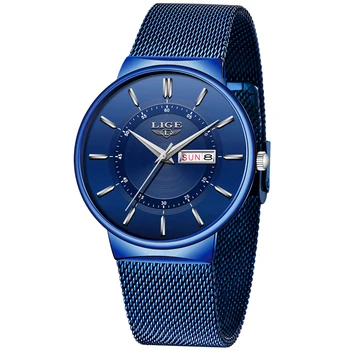 2020 Naujas Mėlynas Kvarcas Laikrodžio LIGE Vyrai Laikrodžiai Top Brand Prabangių Laikrodžių Vyrams Paprasta Visų Plieno, atsparus Vandeniui Riešo Žiūrėti Reloj Hombre