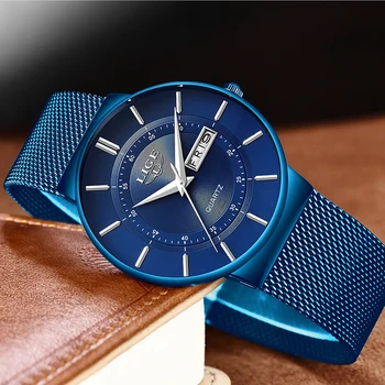 2020 Naujas Mėlynas Kvarcas Laikrodžio LIGE Vyrai Laikrodžiai Top Brand Prabangių Laikrodžių Vyrams Paprasta Visų Plieno, atsparus Vandeniui Riešo Žiūrėti Reloj Hombre