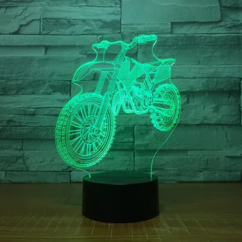 Naują Motokroso Motociklo Formos Naktį Žibintai Naujiena 3D Stalo Lempa LED USB 7 Spalvų Keitimas Jutiklis Stalo Lempos, kaip Atostogų Gimtadienio Dovanos