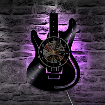 Vinilo Įrašas LED Sieninis Laikrodis, Šiuolaikinio Dizaino ir Muzikos Tema Gitara Laikrodis Sieninis Žiūrėti Namų Dekoro Muzikos Instrumentai Dovana Muzika Patinka