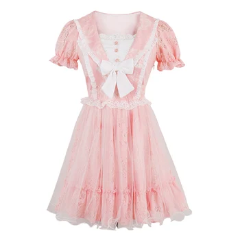Princesė saldus lolita Saldainių Lietus suknelė Japonijos šifono suknelė, nėriniais, šifono princesė-line suknelė C22AB7154
