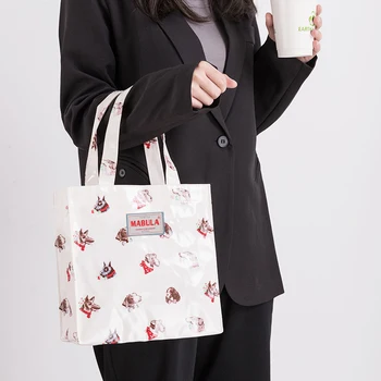 Originalus PVC, Drobės Moterų Daugkartinio naudojimo Pirkinių Krepšys Ekologinio Draugiškas Gėlių Shopper Bag Neperšlampama Rankinė Pietūs Nešti Pečių Maišą