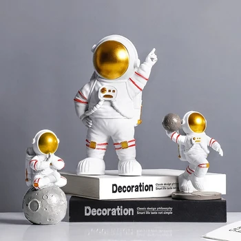 Svetainė Namų Dekoro Priedai Šiaurės Šalių Namų Dekoro Figūrėlės Stalo Apdailos Astronautas Ornamentu Butas Atgal Dervos Miniatiūriniai