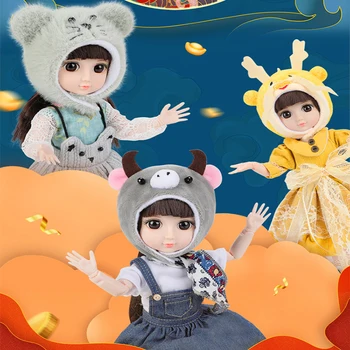 30cm BJD Doll 12 Kinijos Zodiac15 Kilnojamojo Sujungta Lėlės Gyvūnų Suknelė Žaislai Mielas Suknelė sudaro BJD Plaukų 