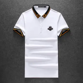 Vasaros nauji polo marškinėliai vyrams aukštos kokybės mens trumparankoviai Viršuje Vyrų atsitiktinis verslo Bičių siuvinėjimo Kvėpuojantis polo shir E171