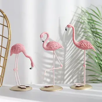 Šiaurės Šalių Namų Puošybai Darbastalio Apdaila Dervos Skulptūra Namų Dekoro Kūrybos Pink Flamingo Šiuolaikinės Modeliavimas Gyvūnų Statula