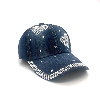 Aukštos Kokybės Moterų prekės beisbolo kepuraitę naujas mados kalnų krištolas kristalų džinsinio snapback kepurės didmeninė Lady hip-hop snapbacks skrybėlės