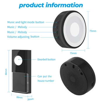 USB Powered Doorbell Vandeniui Belaidžio Smart PIR Judesio Jutiklis LED durų skambutį Durų Bell Žiedas Varpelių Skambinkite 433MHZ Smart Home Modulis