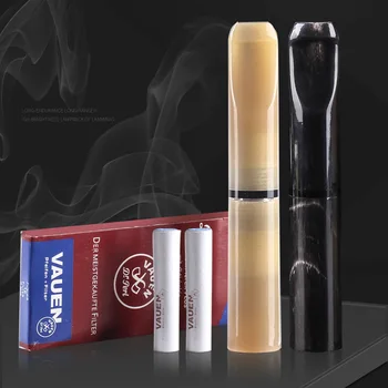 Naujas 1pcs Jakų ragų Cigarečių Laikiklį Su 10vnt 9mm anglies Filtrai 2 Naudoti 8mm ir 5.2 mm Cigarečių dūmų Rūkymas Vamzdis