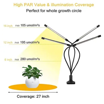 ES, JAV, JK, AS Prijunkite USB 4 Vadovai Visą Spektrą 3H/9H/12H Timme LED Grow Light Lankstus Fito Lempos Augalai, Gėlės Succulents