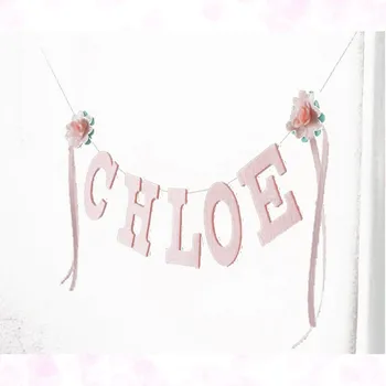Asmeninį Spalvingas gimtadienio laišką starta Kūdikio vardas vėliava, Pink gėlių Saldus Dekoracijos Darželio Girliandą Namų Puošybai